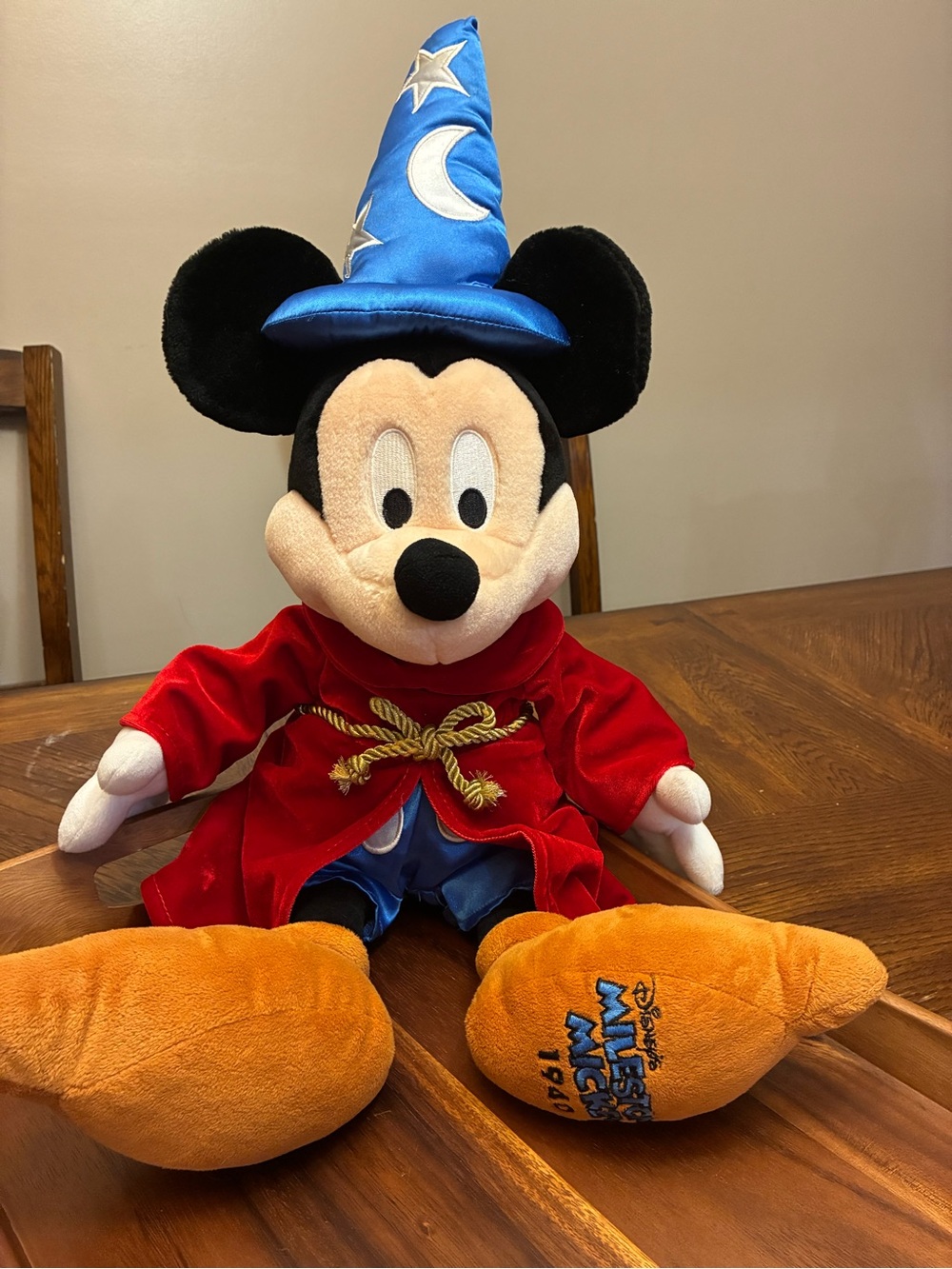 Disney Mickey Mouse Sorcerer Plush - Blue Hat, Red Robe, Orange Shoes